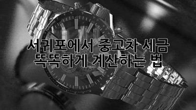 서귀포에서 중고차 세금, 똑똑하게 계산하는 법! 🚗💰